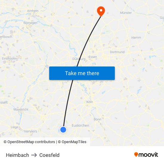 Heimbach to Coesfeld map