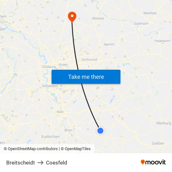 Breitscheidt to Coesfeld map