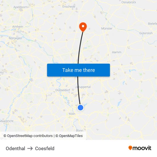 Odenthal to Coesfeld map