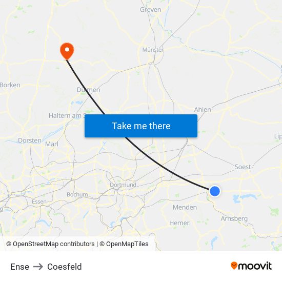 Ense to Coesfeld map