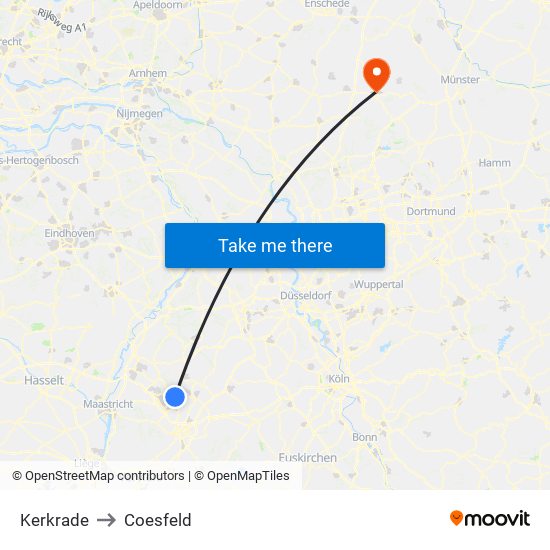 Kerkrade to Coesfeld map