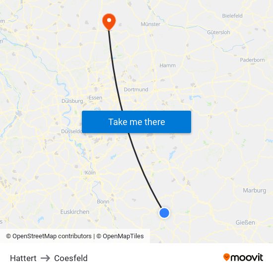 Hattert to Coesfeld map