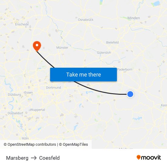 Marsberg to Coesfeld map