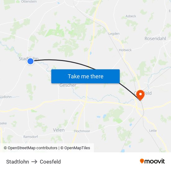 Stadtlohn to Coesfeld map