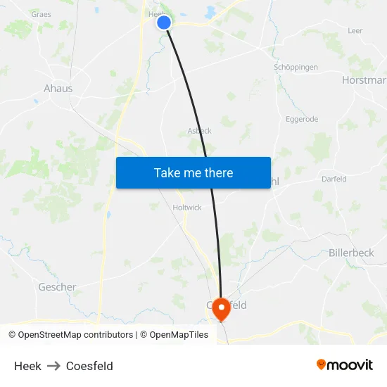 Heek to Coesfeld map