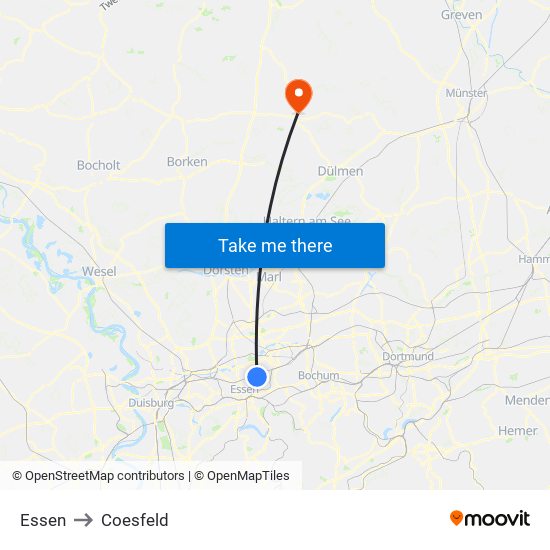 Essen to Coesfeld map