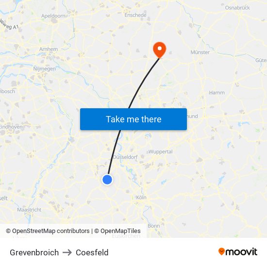 Grevenbroich to Coesfeld map
