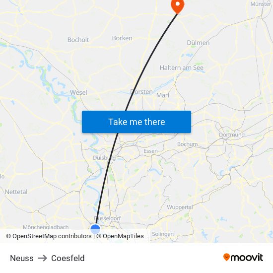 Neuss to Coesfeld map