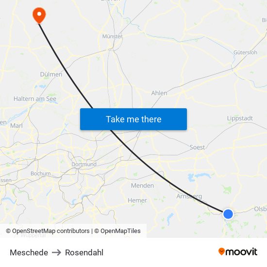 Meschede to Rosendahl map