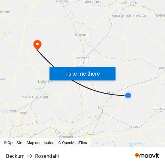 Beckum to Rosendahl map