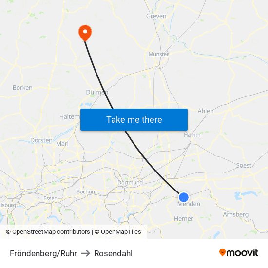 Fröndenberg/Ruhr to Rosendahl map