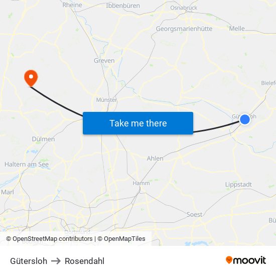Gütersloh to Rosendahl map