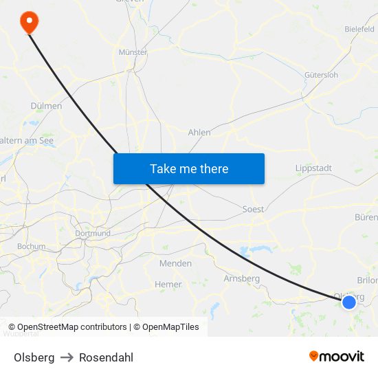 Olsberg to Rosendahl map