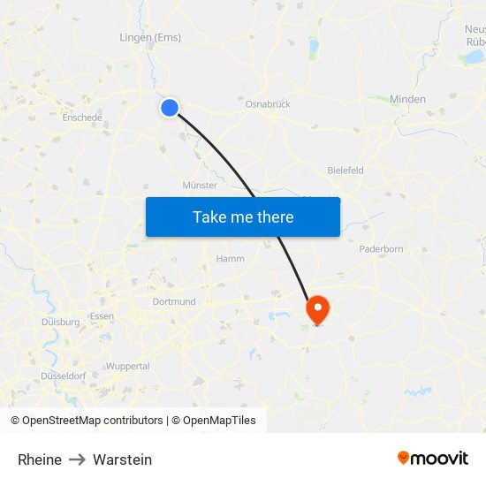 Rheine to Warstein map