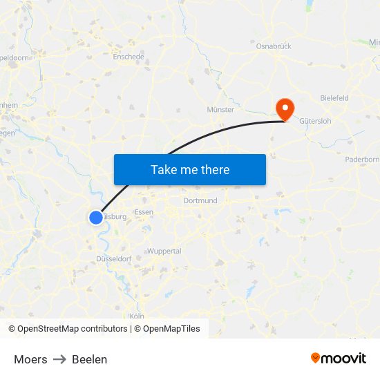 Moers to Beelen map