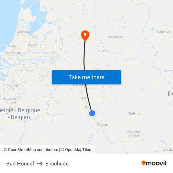 Bad Honnef to Enschede map