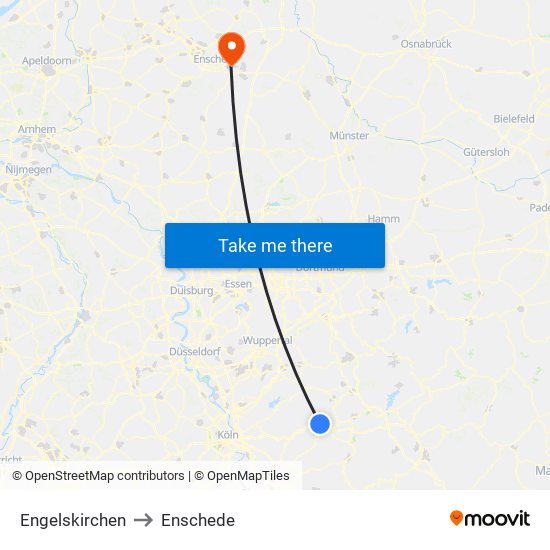 Engelskirchen to Enschede map