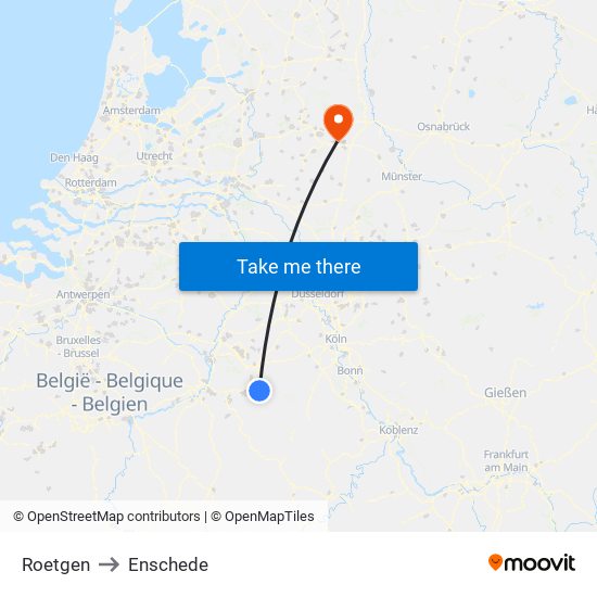 Roetgen to Enschede map