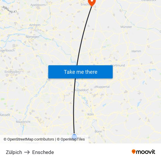 Zülpich to Enschede map