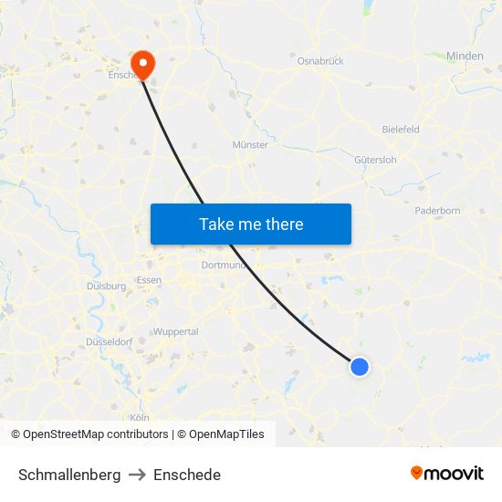 Schmallenberg to Enschede map