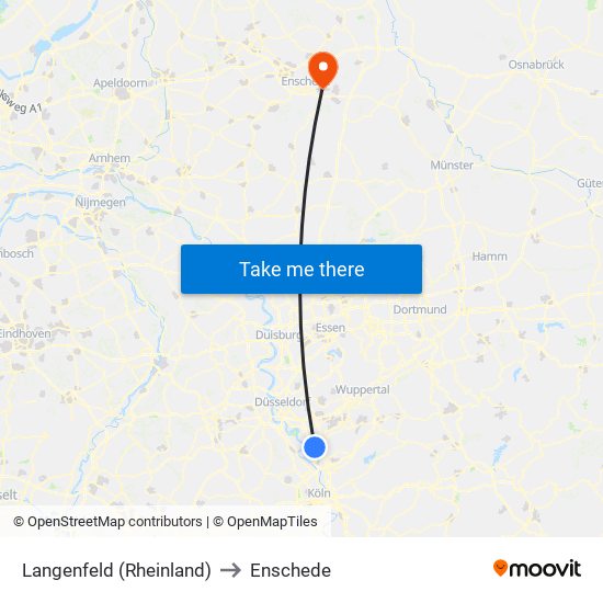 Langenfeld (Rheinland) to Enschede map