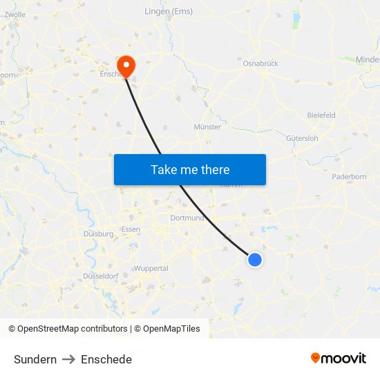 Sundern to Enschede map