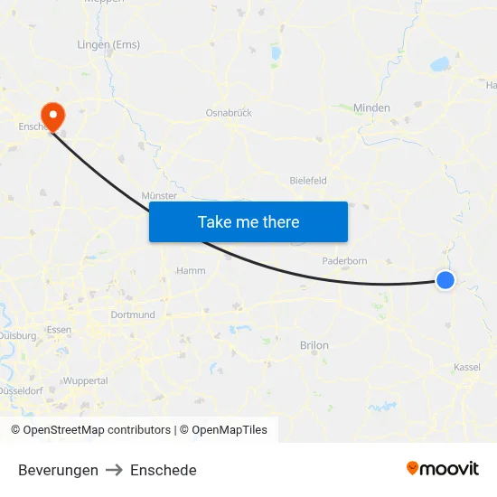 Beverungen to Enschede map