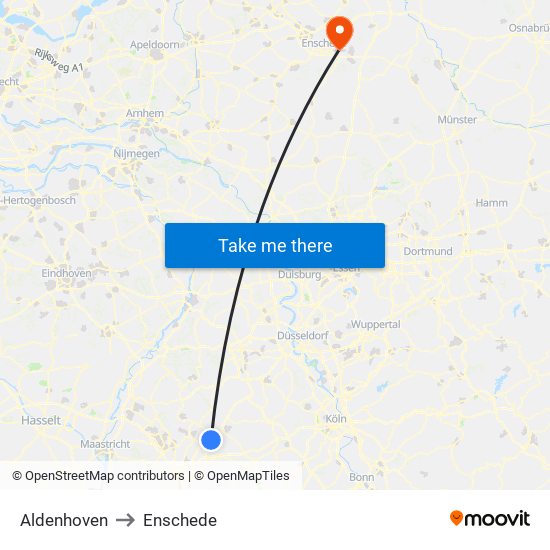 Aldenhoven to Enschede map