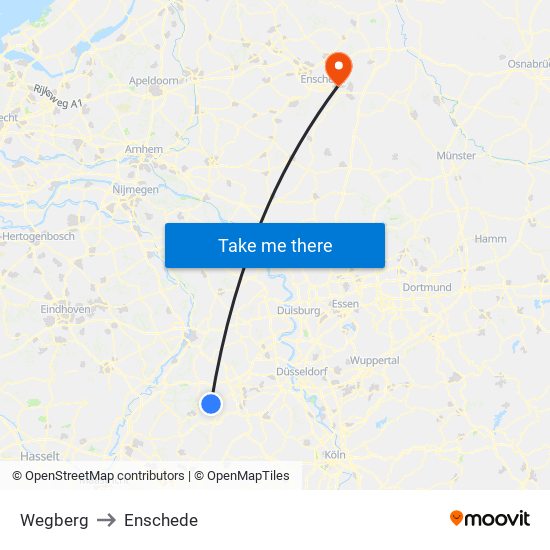 Wegberg to Enschede map