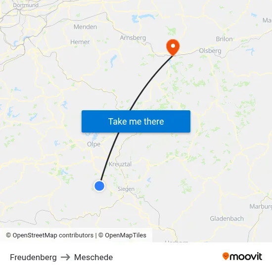 Freudenberg to Meschede map