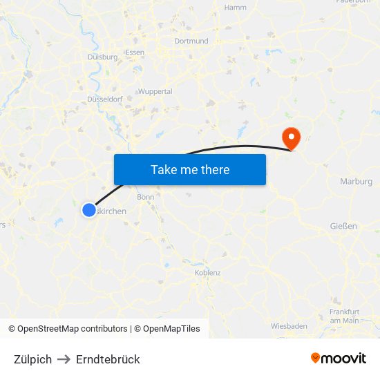 Zülpich to Erndtebrück map