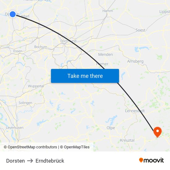 Dorsten to Erndtebrück map