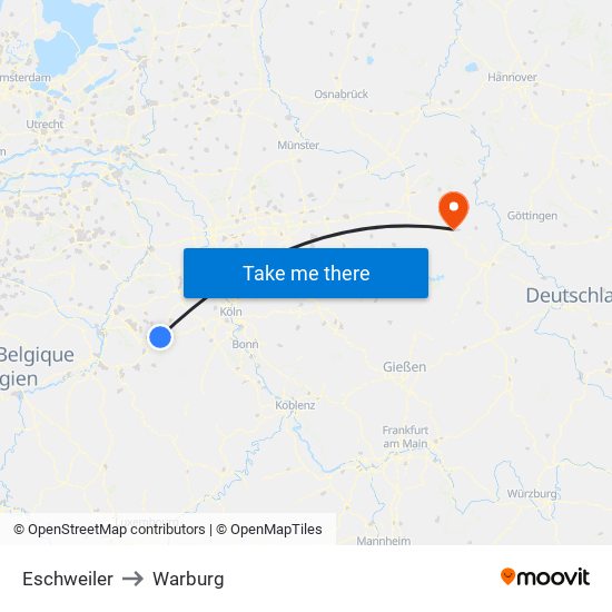 Eschweiler to Warburg map