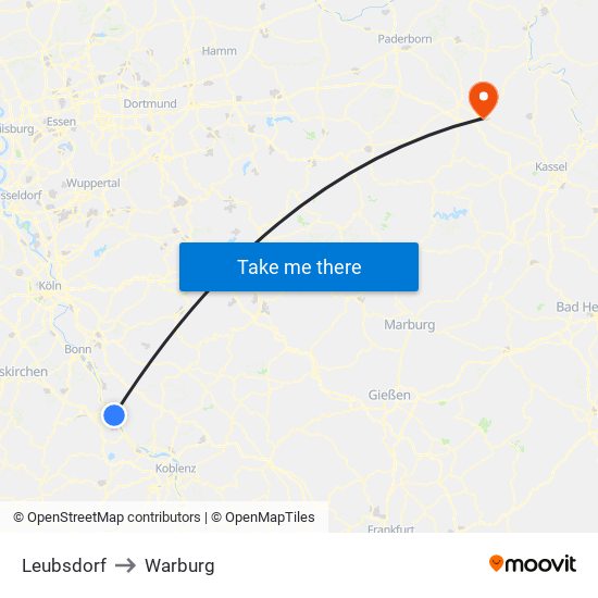 Leubsdorf to Warburg map