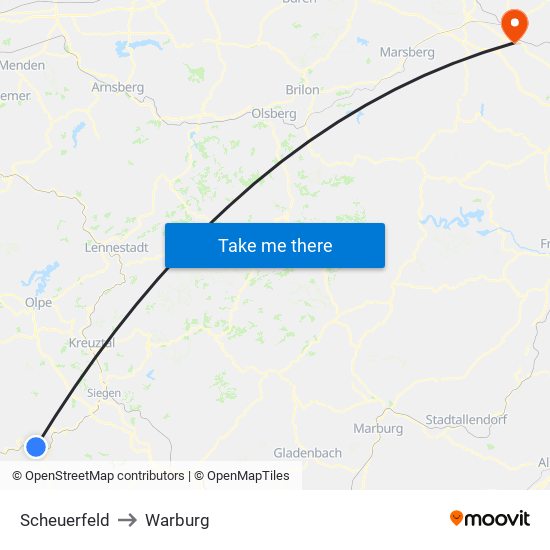 Scheuerfeld to Warburg map