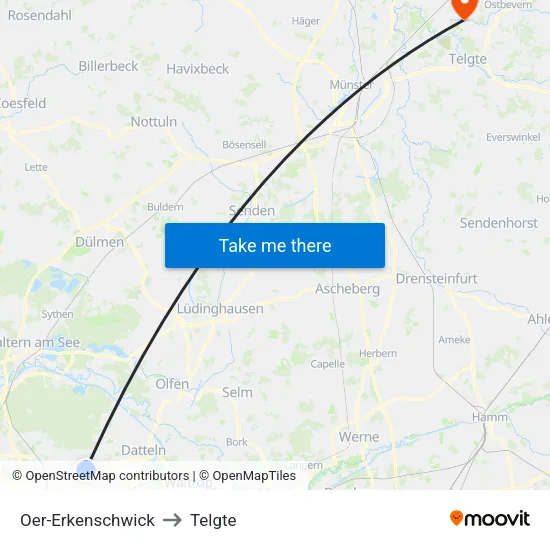 Oer-Erkenschwick to Telgte map