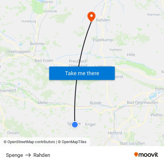 Spenge to Rahden map