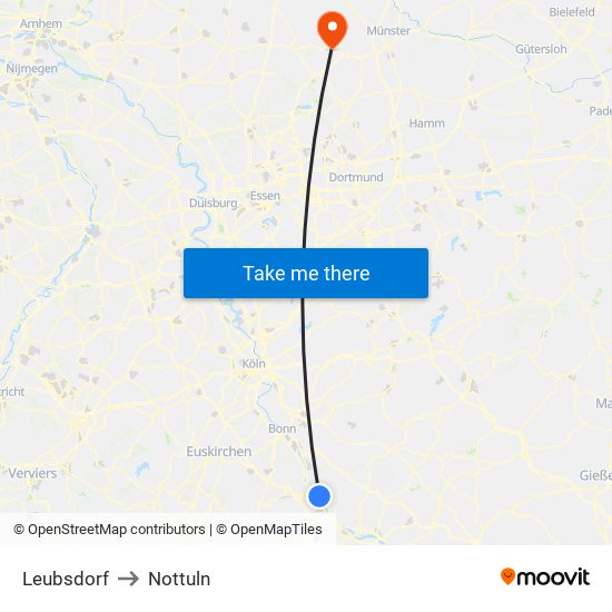 Leubsdorf to Nottuln map