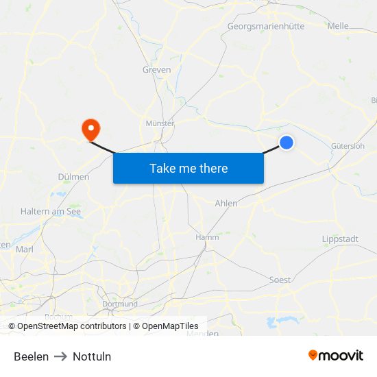 Beelen to Nottuln map