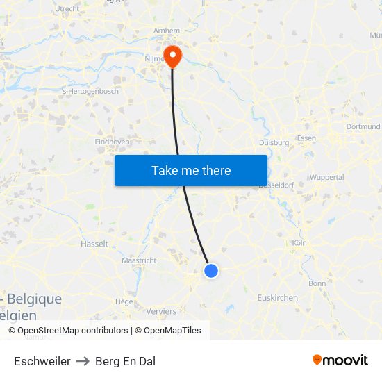 Eschweiler to Berg En Dal map