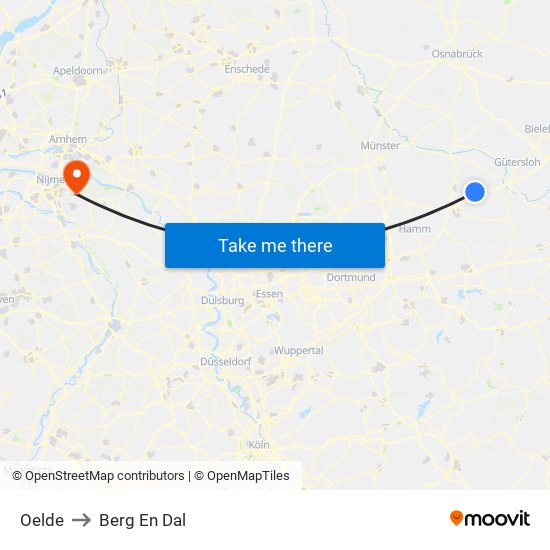 Oelde to Berg En Dal map