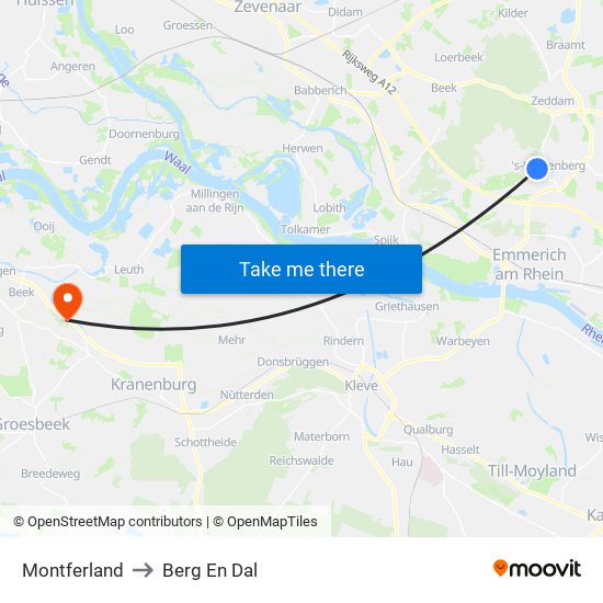 Montferland to Berg En Dal map