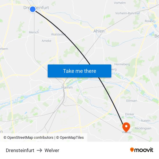 Drensteinfurt to Welver map