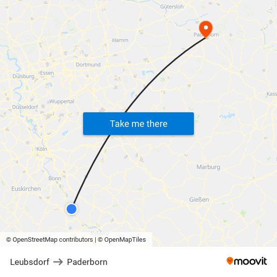 Leubsdorf to Paderborn map