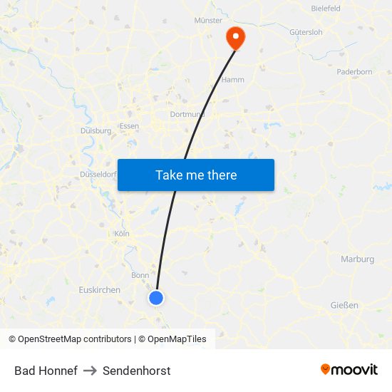 Bad Honnef to Sendenhorst map