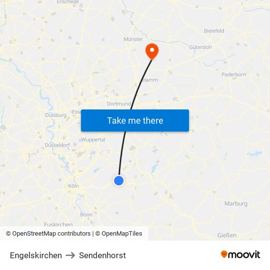 Engelskirchen to Sendenhorst map