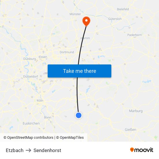 Etzbach to Sendenhorst map