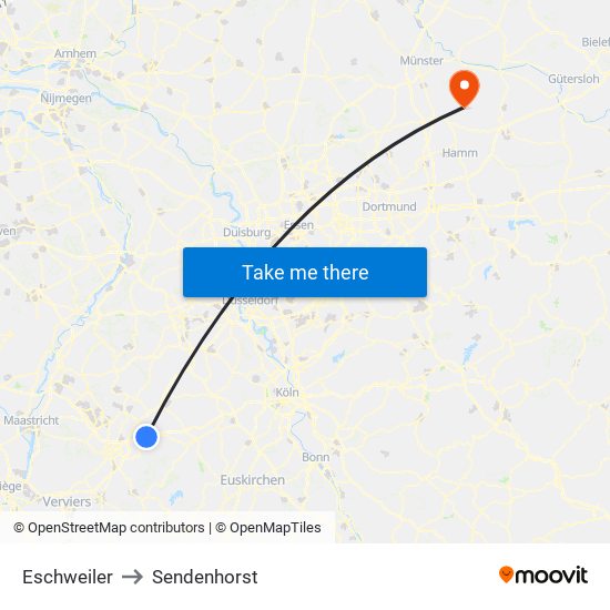 Eschweiler to Sendenhorst map