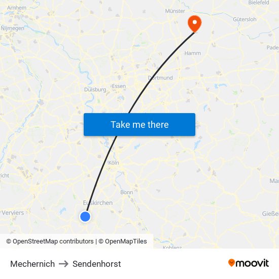 Mechernich to Sendenhorst map