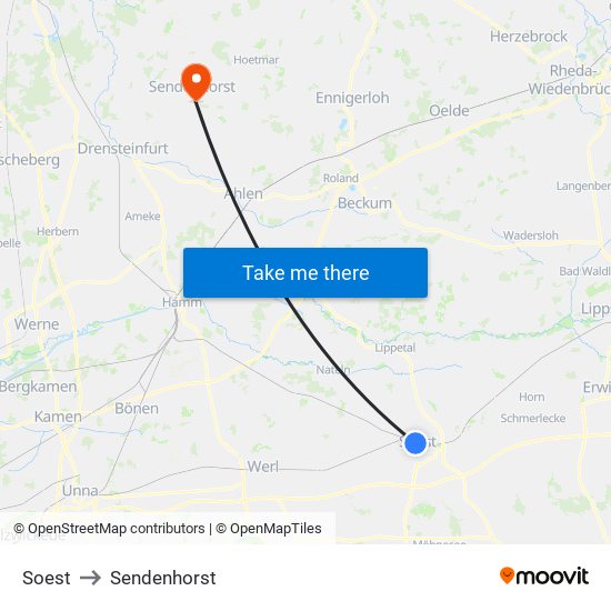 Soest to Sendenhorst map